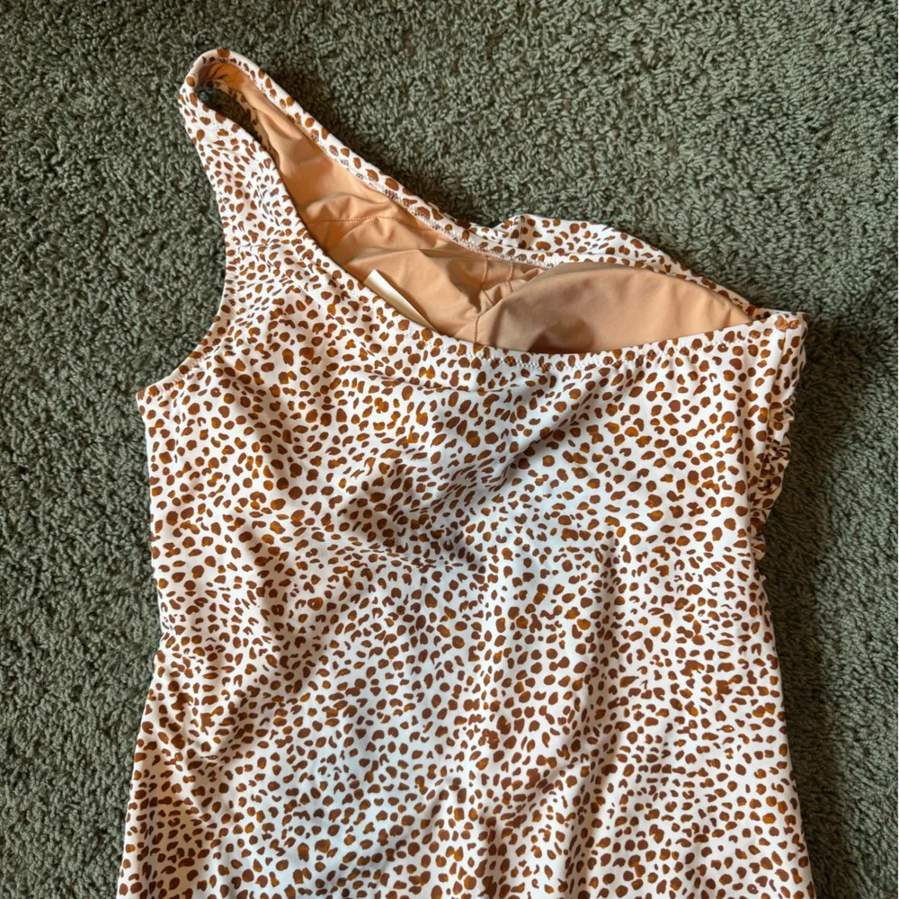 J. crew one shoulder leopard animal print swim suit ONE PIECE - Picture 6 of 9